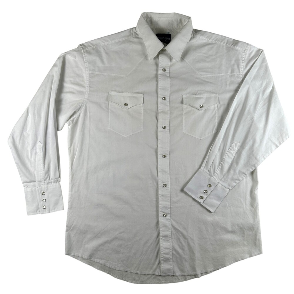 Vintage Wrangler Shirt Mens XL Solid Long Sleeve Western Pearl Snap Cowboy 90s